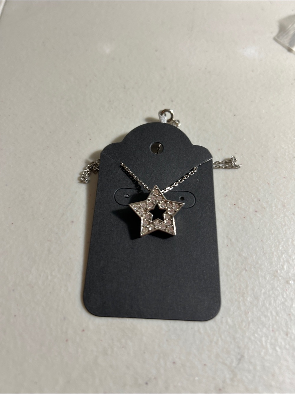 Silver Star Pendant Necklace with Sparkling Stones